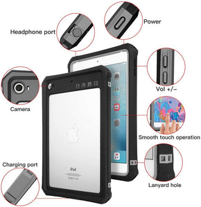 iPad Mini 4 or Mini 5 High Touch Sensitivity ID IP68 360 Degree Shockproof Protective Cover with Kickstand