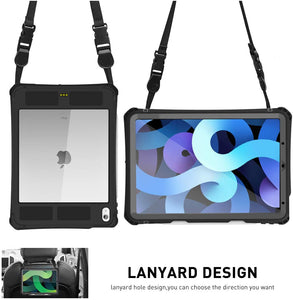 iPad Air 4th Gen 2020 10.9 inch IP68 Waterproof Case Cover with 360 Full-Body Underwater Protection and Lanyard Kickstand