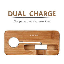 Load image into Gallery viewer, iPhone & Apple Watch 38/42mm Dock Bamboo Wood Stand Charge Station Cradle Holder