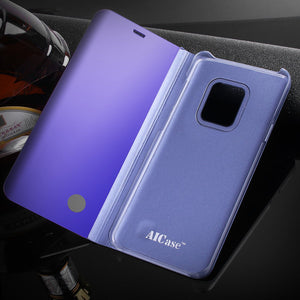 AICase Luxury Translucent View Window Front Smart Sleep Wake Up Function Mirror Screen Flip Electroplate Plating Stand Full Body Protective Case