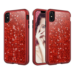 Marble Bling Glitter Shockproof Full Armor Hard Case Cover for iPhone X Series