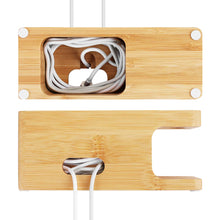 Load image into Gallery viewer, Bamboo Wood Charging Dock Charge Station Stock Cradle Holder for Apple Watch &amp; iPhone