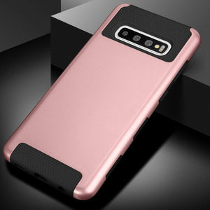Galaxy S10/S10+ 2 in 1 Anti-Scratch Dual Layer Heavy Duty Tough Armor Hard Plastic Shell Soft Rugged TPU Bumper Shockproof Protective Case