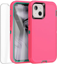 Load image into Gallery viewer, iPhone 13 Heavy Duty Protective Phone Cover Case with Glass Screen Protector