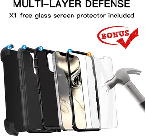 iPhone 13 Case with Belt-Clip Holster and Screen Protector Heavy Duty Protective Phone Cover