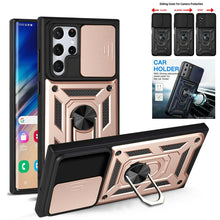 Load image into Gallery viewer, Samsung Galaxy S22 Ultra Shockproof Armor Ring Stand Slide Lens Cover Case