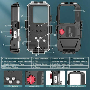 Waterproof iPhone Protective Case 98FT/30M Underwater Photography Housing Cover