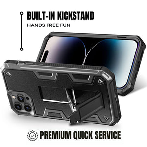 iPhone 14 Pro Rugged Shockproof Stand Case with Screen Protector