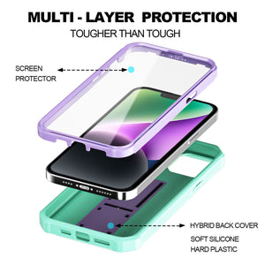 iPhone 14 Pro Max Rugged Shockproof Stand Case with Screen Protector