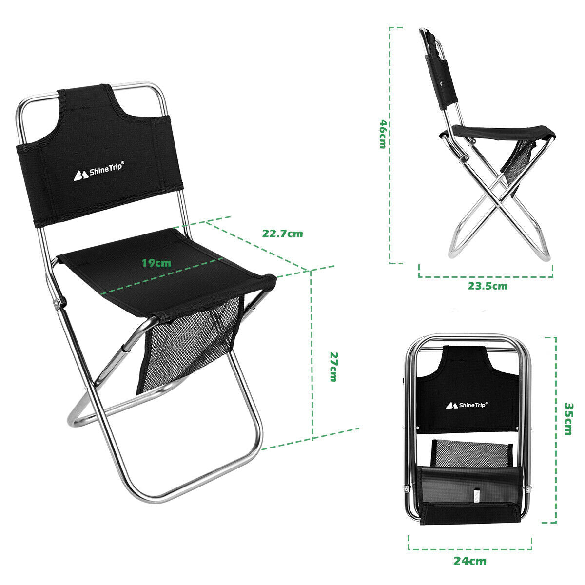 Portable Folding Chair Heavy Duty Fishing Chair with Side Pocket and Strap  Carrying Bag Compact, Convenient Outdoor Chair for Hiking, Fishing and  Camping