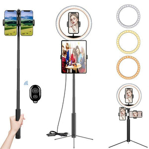 10" Selfie Ring Light with Extendable Tripod Stand & 360° Rotatable Phone Holder