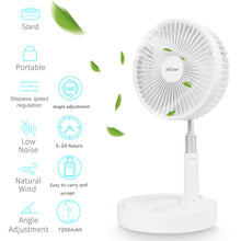 Load image into Gallery viewer, Desk Floor 4-Speed Retractable Foldable Rechargeable USB Mini Portable Fan