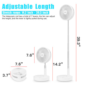 Desk Floor 4-Speed Retractable Foldable Rechargeable USB Mini Portable Fan