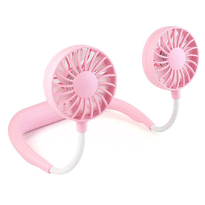 Mini Portable Neckband Neck Hanging Cooling Fan LED lights Rechargeable Battery