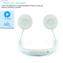 Load image into Gallery viewer, Mini Portable Neckband Neck Hanging Cooling Fan LED lights Rechargeable Battery