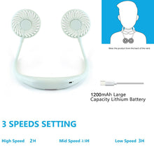 Load image into Gallery viewer, Mini Portable Neckband Neck Hanging Cooling Fan LED lights Rechargeable Battery
