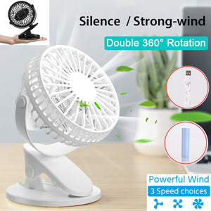 4 inch Electric USB Rechargeable Battery Clip On Desk Portable Mini Cooling Fan