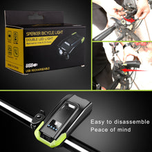Load image into Gallery viewer, USB Rechargeable LED Bicycle Headlight Bike Head Light Front Lamp Cycling + Horn