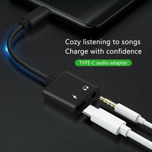 2 in 1 Adapter USB C to 3.5mm Splitter AUX Headphone Jack Cable