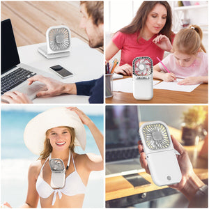 Foldable Mini Fan Handheld Cooling Stand Fans and  3000mAh Battery Power Bank