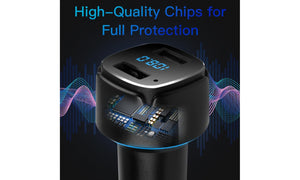 Black Dual USB Digital Display Bluetooth Car Charger FM Transmitter