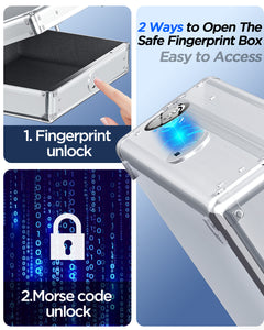 Biometric Fingerprint Gun Safe Lock Box - Secure Cash, Jewelry, Passport, Medicine