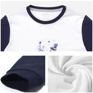 Boys Bear Pattern Long Sleeve Tops Tee Clothes