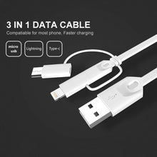 Load image into Gallery viewer, USB Multi Charging Cable, 2.1A Current 3.3ft TPE Material,3 in 1 Multiple USB Cable
