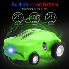 Load image into Gallery viewer, Micro Racers Mini Rechargeable Stunt Cars -360 Degree Rotating Pocket Racer with LED Light Up Glow in The Dark Toy Car for Kids