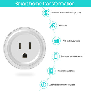Wifi Smart Plug Wlan Outlets Wireless Smart Mini Outlet Compatible With Amazon Alexa Echo,Google Home No Hub Required, White