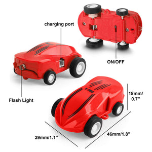 Micro Racers Mini Rechargeable Stunt Cars -360 Degree Rotating Pocket Racer with LED Light Up Glow in The Dark Toy Car for Kids