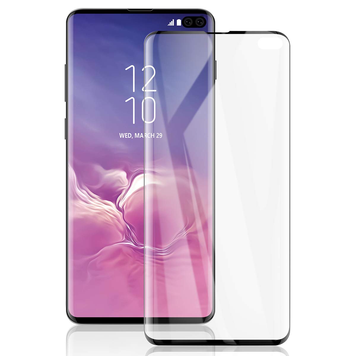 AICase Screen Protector for Galaxy S10 Plus,Black 0.25mm [Soft Curved Film ][HD Clear] [Case Friendly][FullCoverage] [Bubble-Free][Anti Fingerprint] Screen Cover for Samsung Galaxy S10+