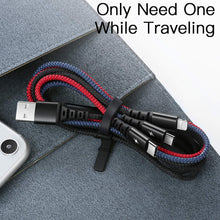 Load image into Gallery viewer, AICase Multi Charger Cable(4ft) Nylon Braided Universal 3 in 1 Multiple USB Charging Cord Adapter 2.4A Current with 8Pin Plug/USB Type C/Micro USB Connector Ports for Cell Phones Tablets and More