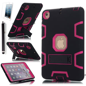 Heavy Duty Hybrid Shockproof Hard Case Cover Rubber Stand For iPad Mini 1/2/3