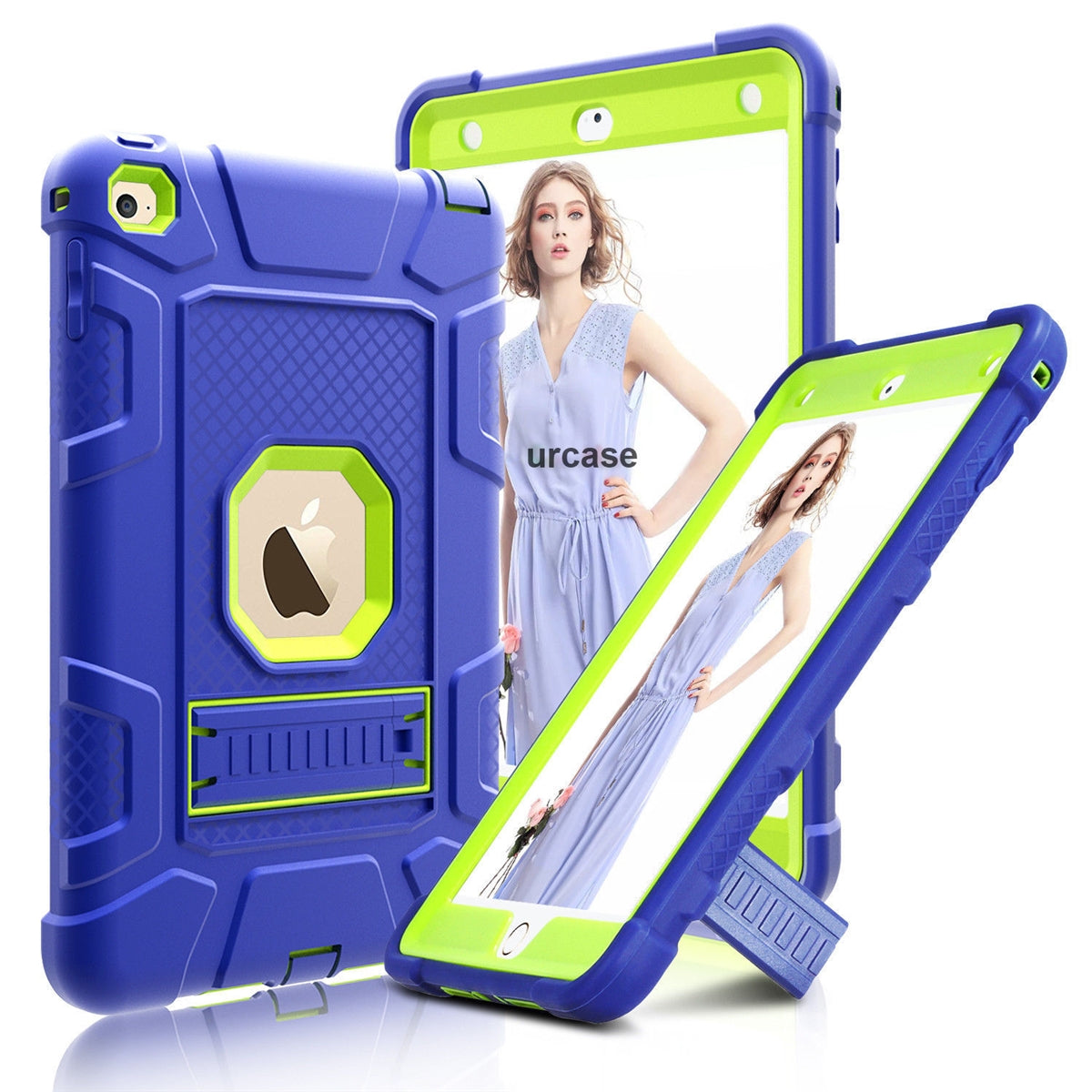 Hybrid Shockproof Hard Rubber Kickstand Case Cover for Apple iPad Mini 1/2/3