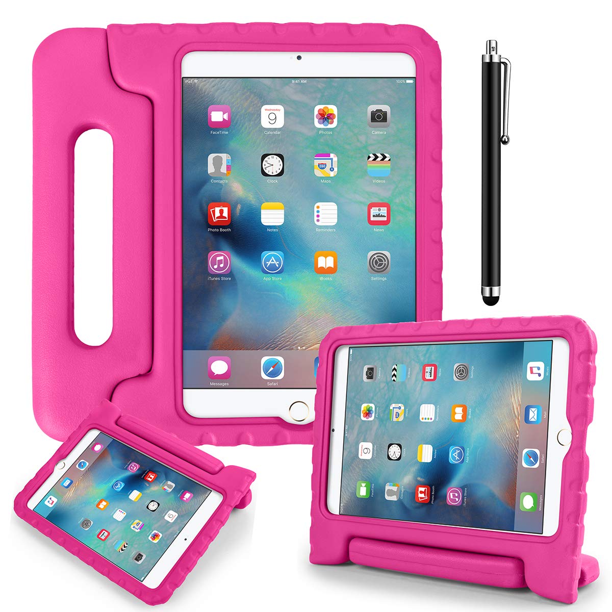 iPad Mini 1/2/3 Kids Shockproof Bumper Hard Case with Handle Stand and Screen Protector
