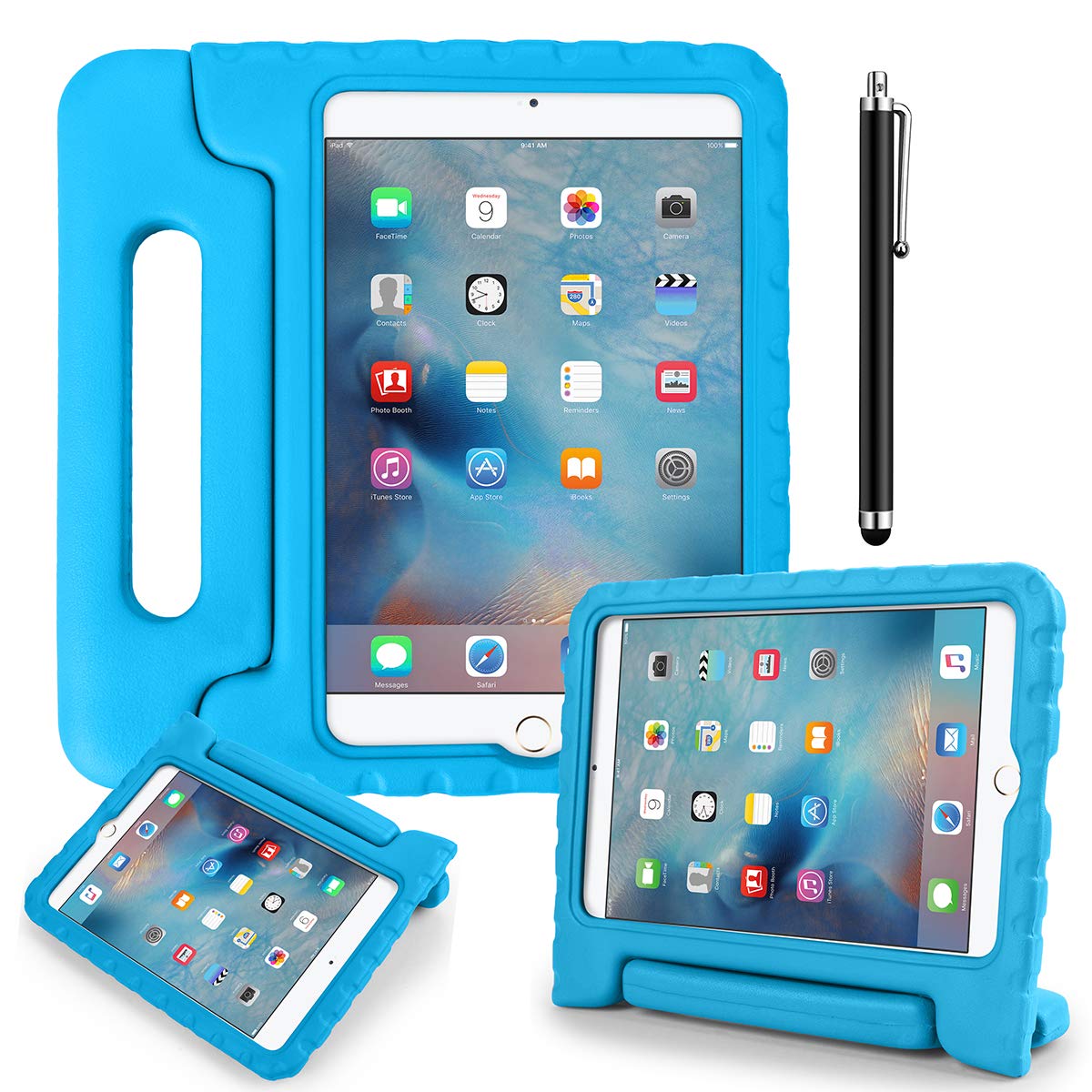 iPad 9.7 Kids Shockproof Bumper Hard Case with Handle Stand and Screen Protector