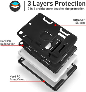 iPad 10.2 Kickstand Shockproof Heavy Duty Rubber High Impact Resistant Rugged Hybrid Case with Stylus