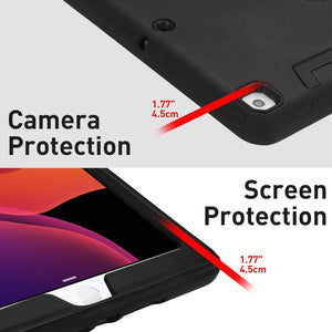 iPad 10.2 Kickstand Shockproof Heavy Duty Rubber High Impact Resistant Rugged Hybrid Case with Stylus