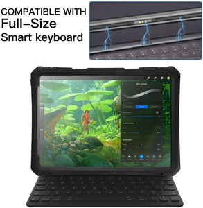 iPad 10.2 IP68 Waterproof Case Cover with Strap Stand Pencil Holder Built-in Screen Protector