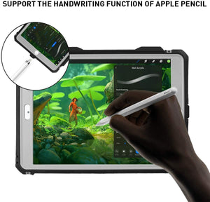 iPad 10.2 IP68 Waterproof Case Cover with Strap Stand Pencil Holder Built-in Screen Protector