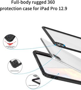 Waterproof Case,with Built-in Screen Protector Dustproof Submersible Full-Body Cover for 2020 iPad Pro 12.9