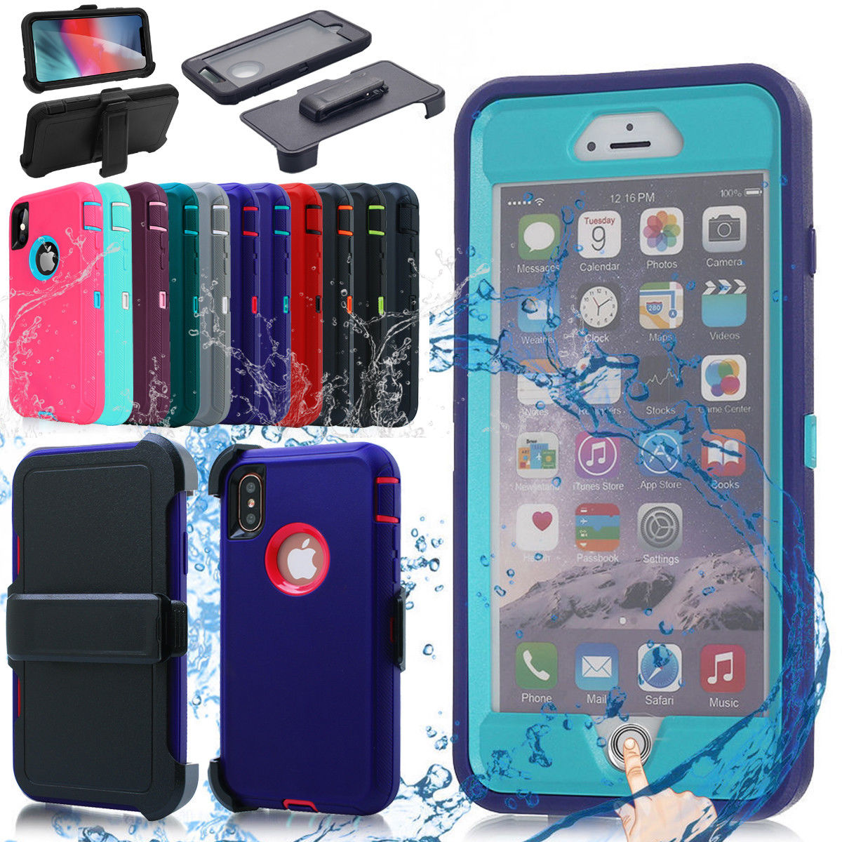 iPhone 7+ Plus/8+ Plus Heavy Duty  Shockproof Dirtproof Durable Case Cover With Belt Chip
