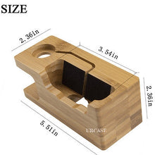 Load image into Gallery viewer, iPhone &amp; Apple Watch 38/42mm Dock Bamboo Wood Stand Charge Station Cradle Holder