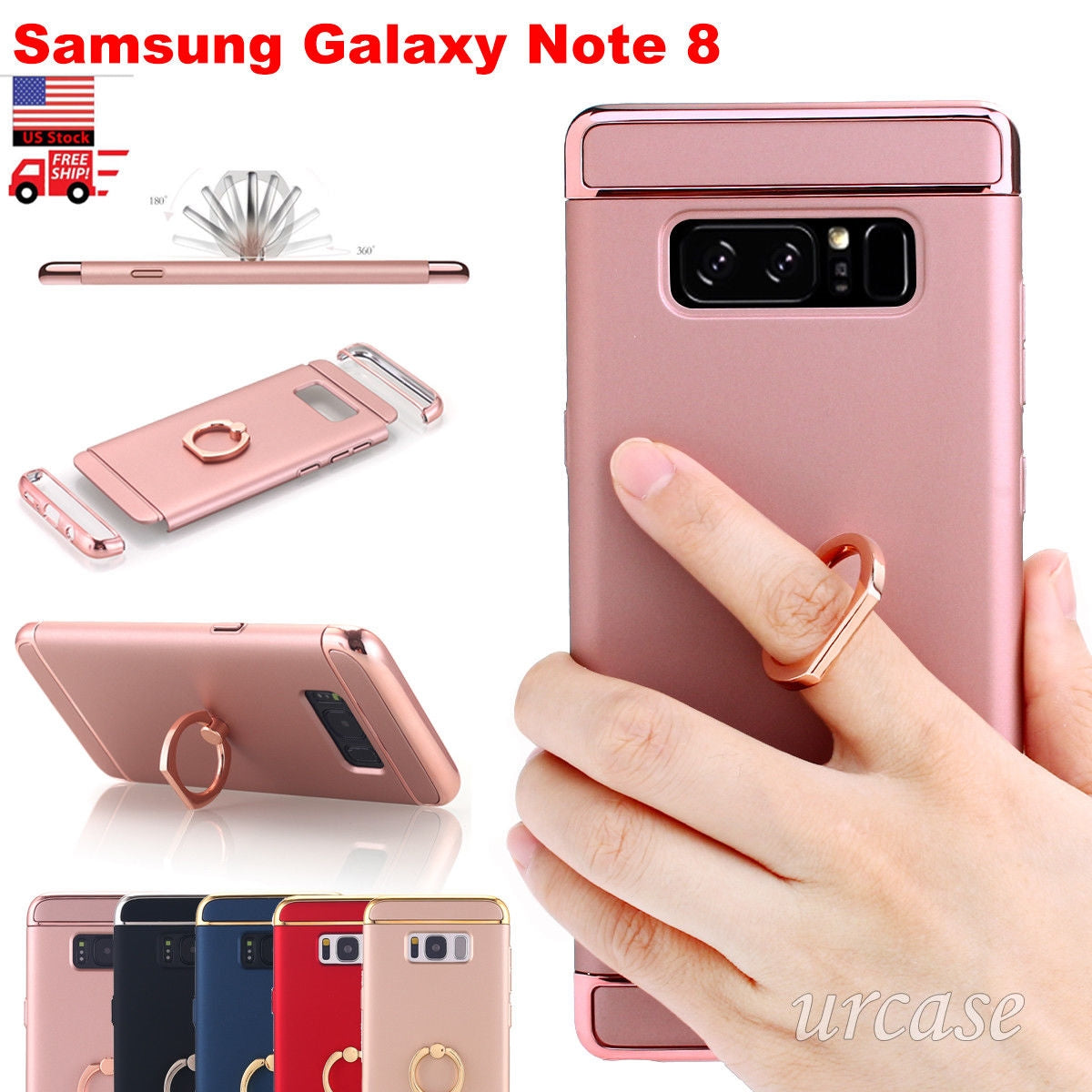 Samsung Galaxy Note 8 Phone Case Ring Holder Kickstand Slim Hybrid Back Cover