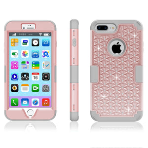 Diamond Bling Hybrid Armor Rugged Rubber Diamond Matte Hard Case Cover