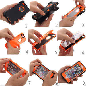 Shockproof 4 in 1 Rugged Dust Proof Cover with Holster Belt Clip Kickstand for iPhone