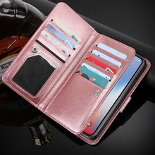 Load image into Gallery viewer, Glitter Sparkly Bling Cute Shiny PU Leather Flip Folio Wallet Cover with 9 Card Slots Wristlet