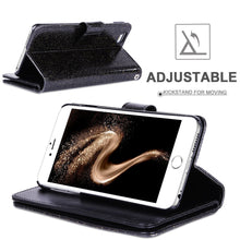 Load image into Gallery viewer, Glitter Sparkly Bling Cute Shiny PU Leather Flip Folio Wallet Cover with 9 Card Slots Wristlet