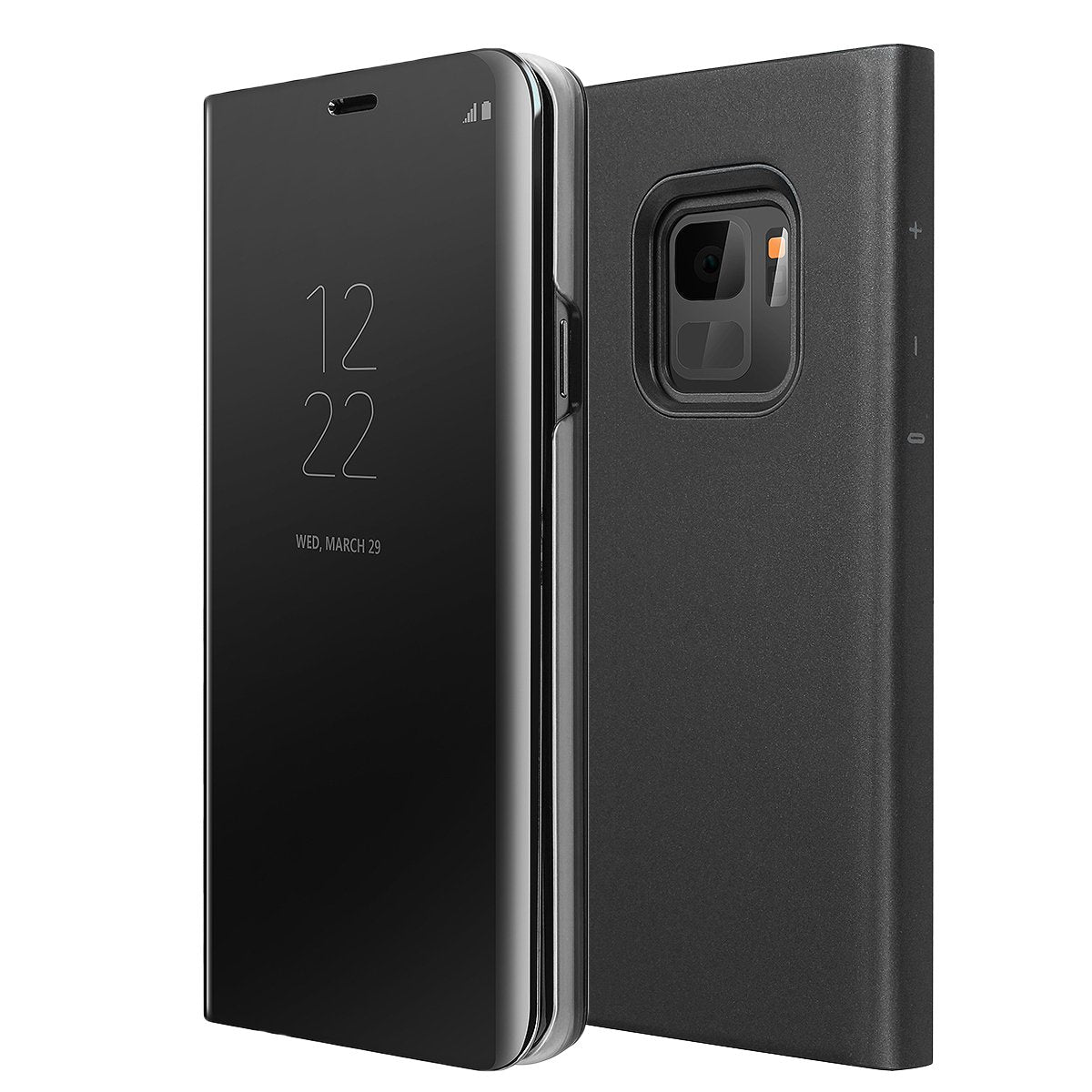 AICase Luxury Translucent View Window Front Smart Sleep Wake Up Function Mirror Screen Flip Electroplate Plating Stand Full Body Protective Case